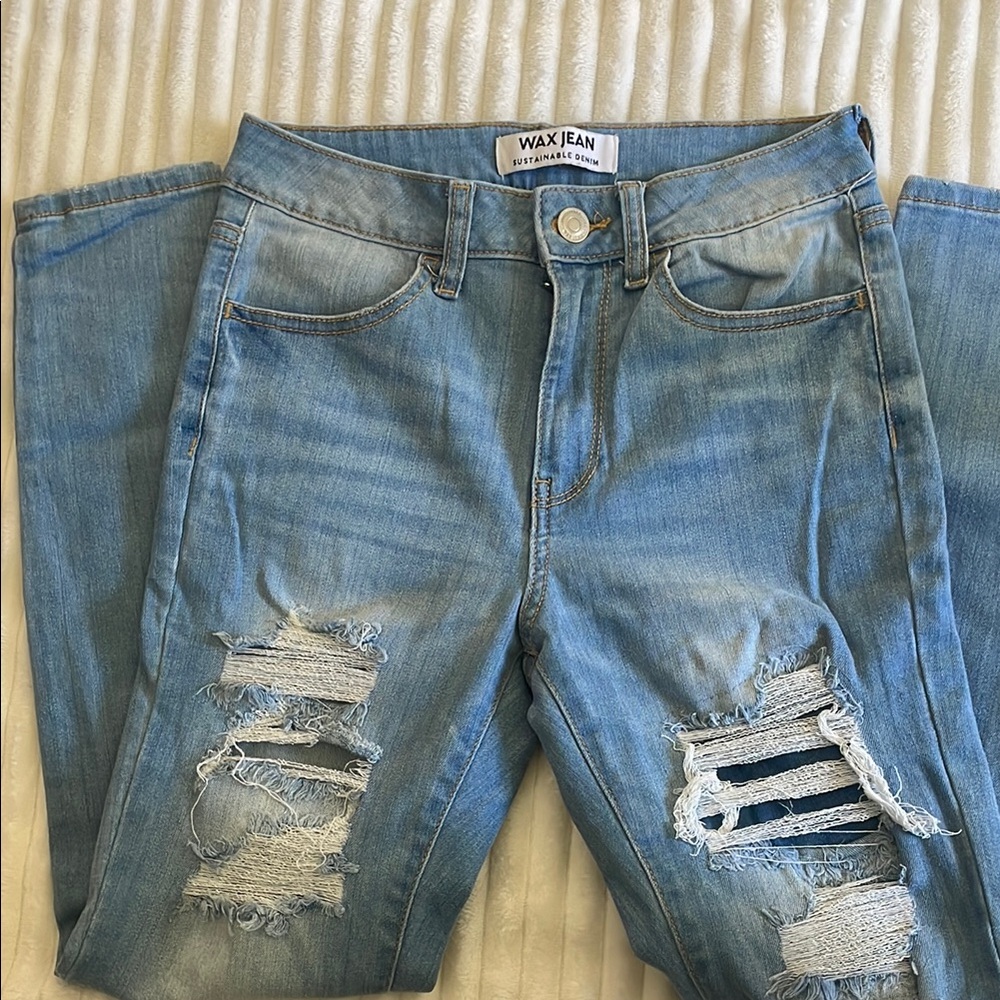 Wax Jean Blue Skinny Distressed Denim